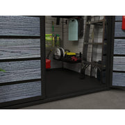 5X3FT Plastic Garden Shed Pent with Floor Window Lockable Door Wood Grain Grey