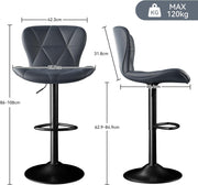 Faux Leather Bar Stools, Swivel with Backrest & Footrest, Set of 2