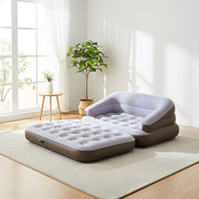 Inflatable Couch Sofa Bed, Flocked Air Mattress Bed with Armrest, Double Size