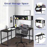 L-Shaped Corner Computer Desk Large PC Table Workstation with Storage Bookcase