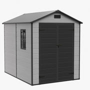 8x6 6x6 5x3 Plastic Garden Shed with Floor Window Lockable Door Wood Grain Grey