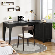 57 Inch L-Shaped Desk Modern Executive Office Computer Desk with Storage Cabinet
