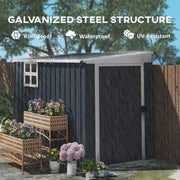 7.6 x 4ft Outdoor Garden Storage Shed with Window, Dark Grey