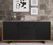 Sideboard TV Unit Cabinet Storage Modern Slatted Doors Drawers Sleek 140cm