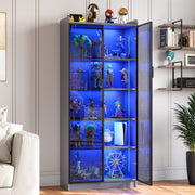 Display Cabinet with 3 Color LED Lights & Adjustable Shelves for Collectibles