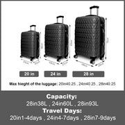 Hard Shell PC+ABS Cabin Suitcase 4 Wheel Travel Luggage Trolley Lightweight Case