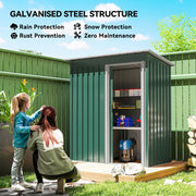 5 x 3ft Garden Storage Shed Sliding Door Sloped Roof Tool, Green