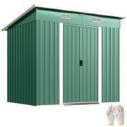 7 x 4ft Outdoor Garden Storage Shed for Garden Green Refurbished