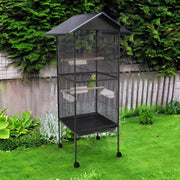 LARGE Bird Cage Rolling Metal Pet Parrot Lovebird Cage Aviary Extra StorageShelf