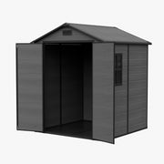 Plastic Garden Tool Storage Shed 6x6FT Outdoor Bike Bin House w/ Lockable Doors