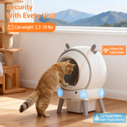65L Self-Cleaning Automatic Cat Litter Box Cabinet App Control Safety Detector