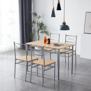 Dining Table and Chairs Set Metal Wood Effect Table Dining Set 4 Chairs Silvia