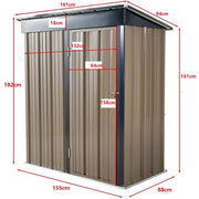 5 X 3FT Metal Garden Shed Outdoor Storage Cabinet House Box Pent Roof Lockable
