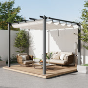 3 x 3 m Metal Pergola Gazebo Patio Sun Shelter Retractable Canopy Garden Shelter