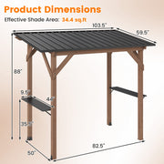 Outdoor Barbecue Canopy 263 x 151 cm Grilling Shelter with 2 Side Shelves