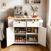 Kitchen Island on Wheel Rolling Storage Trolley with Extendable Gzghqoximrmzcrab