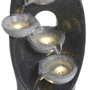 Solar Powered Garden Water Feature Outdoor Water Fountain Cascade with LED Light