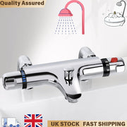 Thermostatic Mixer Tap, Chrome Bath Shower Valve Bar for Bathroom, UK Model