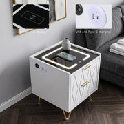 Modern LED Bedside Table with Drawers Bedside Cabinet with Wireless Pfaybjikxate