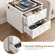 Modern LED Bedside Table with Drawers Bedside Cabinet with Wireless Pfaybjikxate