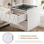 Modern LED Bedside Table with Drawers Bedside Cabinet with Wireless Pfaybjikxate