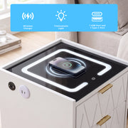 Modern LED Bedside Table with Drawers Bedside Cabinet with Wireless Pfaybjikxate