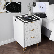 Modern LED Bedside Table with Drawers Bedside Cabinet with Wireless Pfaybjikxate