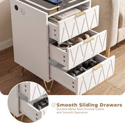 Modern LED Bedside Table with Drawers Bedside Cabinet with Wireless Pfaybjikxate