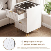 Modern LED Bedside Table with Drawers Bedside Cabinet with Wireless Pfaybjikxate