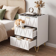 Modern LED Bedside Table with Drawers Bedside Cabinet with Wireless Pfaybjikxate
