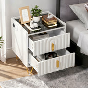 Modern LED Bedside Table with Drawers Bedside Cabinet with Wireless Pfaybjikxate