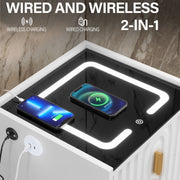 Modern LED Bedside Table with Drawers Bedside Cabinet with Wireless Pfaybjikxate