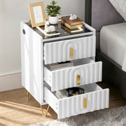 Modern LED Bedside Table with Drawers Bedside Cabinet with Wireless Pfaybjikxate