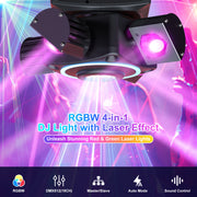 140W RGBW LED Laser Beam 4Arms Moving Head Stage Light DMX DJ Disco Party Lights