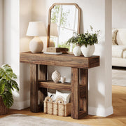 105cm Farmhouse Console Table, 2-Tier Narrow Wooden Entryway Table for Hallway