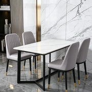 Set of 2 Dining Chairs PU Leather Padded Seat Metal Legs Home Kitchen Office