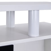 TV Stand Cabinet High Gloss White Electric Fireplace Unit W/ LED 12 Colour Flame