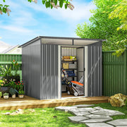 9ft x 6.5ft Garden Storage Shed with Top Window, Metal Outdoor Shed Tool House