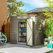 Outsunny 6 x 4FT Galvanised Metal Garden Shed with Lockable Door, Grey