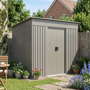 8ft x 4ft Metal Shed Garden Storage Tool Shed Galvanised Steel w/ Foundation Kit