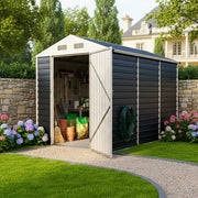 Garden Shed Metal Apex Roof Outdoor Storage House With Ventilation & Padlock