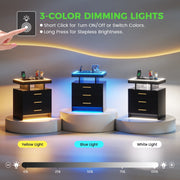 LED Bedside Table with Charging Station & Motion Sensor – Smart Bedroom Cabinet