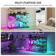 5-Tier Glass Display Cabinet Lockable Door 12 Light Modes Human Sensor LED