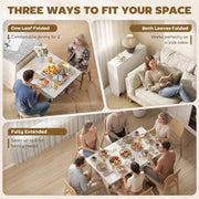 80-140 cm Folding Dining Table for 4-6 Drop Leaf Table White