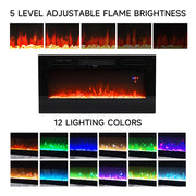 70inch Black TV Stand Cabinet Electric Fireplace Unit 12 LED Colour Fire Flame