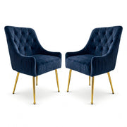 Dining Chairs Set of 2 Upholstered Tufted Velvet Kitchen Chairs Gold Legs Modern