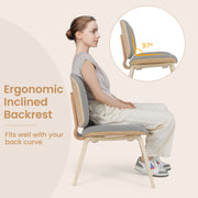 Modern Accent Chair Upholstered Side Chair with Curved Backrest-Natural