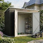 Garden Shed Pent Roof 4X8FT Metal Free Foundation Base Storage House Anthracite