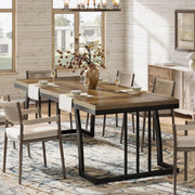 Rectangular Dining Table for 6 Seater, 160cm Farmhouse Wood Kitchen Dinner Table