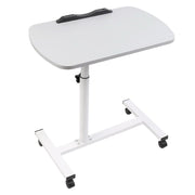 Adjustable Overbed Table Bedside Laptop Tray Table on Wheels Hospital Home Grey